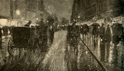 Una noche lluviosa. - Calle iluminada por electricidad, 1882 de Unbekannt