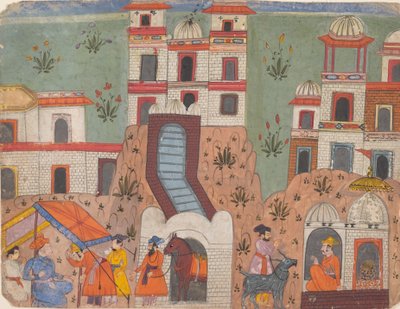 Un Raja Recibe Homenaje Fuera de la Ciudad..., de un Manuscrito Disperso, último cuarto del siglo XVII de Unbekannt