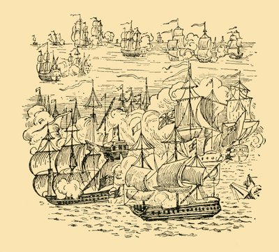 Una batalla naval entre el almirante Blake y los holandeses, c1930 de Unbekannt
