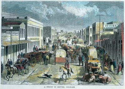 Una calle en Denver, Colorado, EE.UU., c1880 de Unbekannt