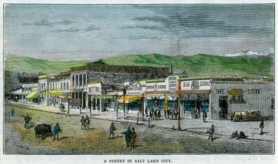 Una calle en Salt Lake City, Utah, EE.UU., c1880 de Unbekannt