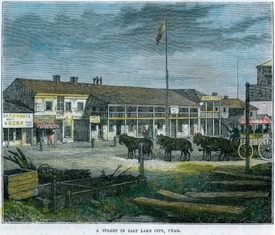 Una calle en Salt Lake City, Utah, EE.UU., c1880 de Unbekannt