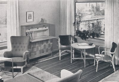Una sala de estar sueca con muebles diseñados por Caarl-Axel Acking y fabricados por Svenska Mobelfabrike de Unbekannt