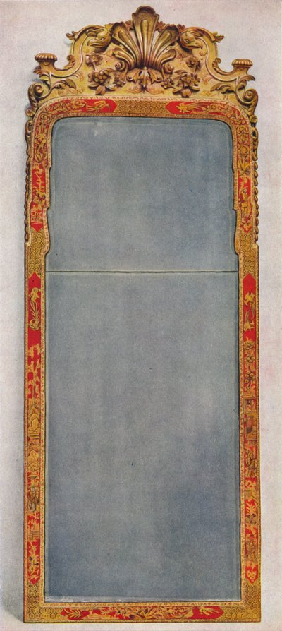 Un Espejo de Pier Muy Raro de c.1720 en marco decorado con Laca Roja, c.1720, 1936 de Unbekannt