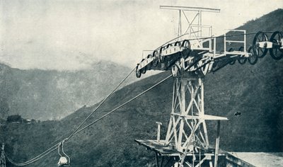 Vista en un ferrocarril de cuerda, o teleférico, 1922 de Unbekannt