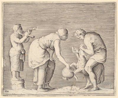 Una Mujer Recogiendo Sangre de una Oveja, publicado ca. 1599-1622 de Unbekannt