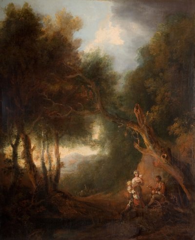 Un paisaje boscoso, tarde de otoño, probablemente c. 1800 de Unbekannt