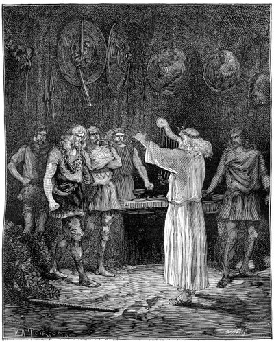 Un bardo recitando las nobles tradiciones de la familia, 1882-1884 de Unbekannt