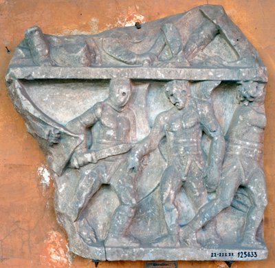 Un bajorrelieve de una pelea entre Secutor y Retiarius, siglo III, Roma de Unbekannt