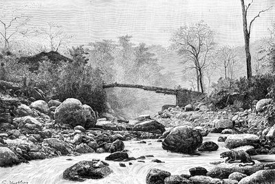 Un puente sobre el Rangit, un afluente del río Teesta, India, 1895 de Unbekannt