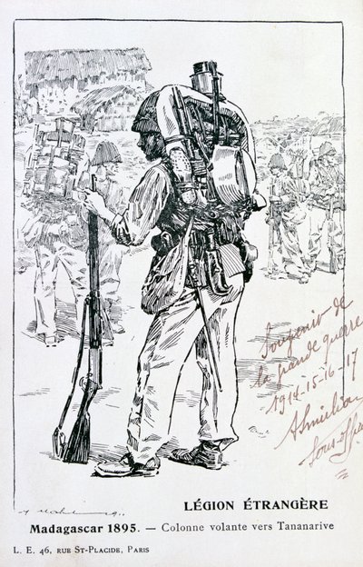 Una columna de la Legión Extranjera Francesa avanzando hacia Tananarive, Madagascar, 1895 de Unbekannt