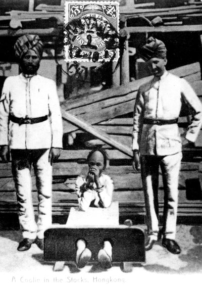 Un coolie en los cepos, Hong Kong, 1908 de Unbekannt