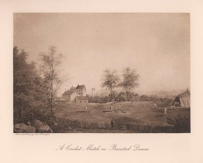 Un partido de cricket en Bansted Downs, Surrey, siglo XIX, 1912 de Unbekannt