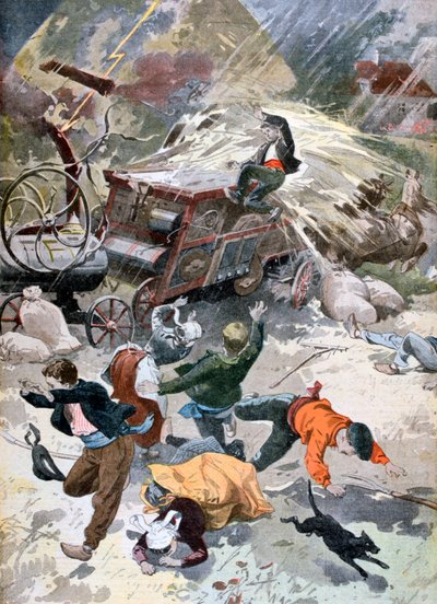 Una máquina agrícola alcanzada por un rayo, 1902 de Unbekannt