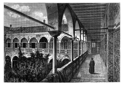 Una galería en el palacio de Constantina, Argelia, c1890 de Unbekannt