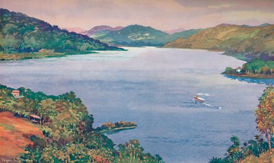 Vista del gran lago artificial en Riberao das Lages de Unbekannt