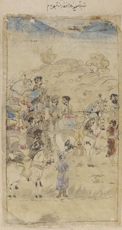 Un grupo de hombres y caballos, principios del siglo XIX de Unbekannt