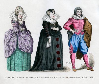 Una dama de la corte, María de Médici como viuda, y un caballero, c1620 de Unbekannt