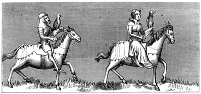 Una dama saliendo a cazar con halcón, siglo XIV de Unbekannt