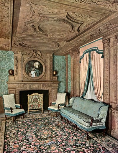 Una sala de estar durante el reinado de Luis XIII, Hôtel Marion du Fresne, Saint-Malo, Francia, 1938 de Unbekannt