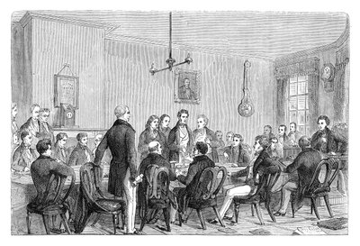 Reunión de la Liga Anti-Corn Law en Newalls Building, Manchester, 1838 c1895 de Unbekannt