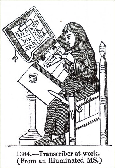 Un monje iluminando un manuscrito de Unbekannt