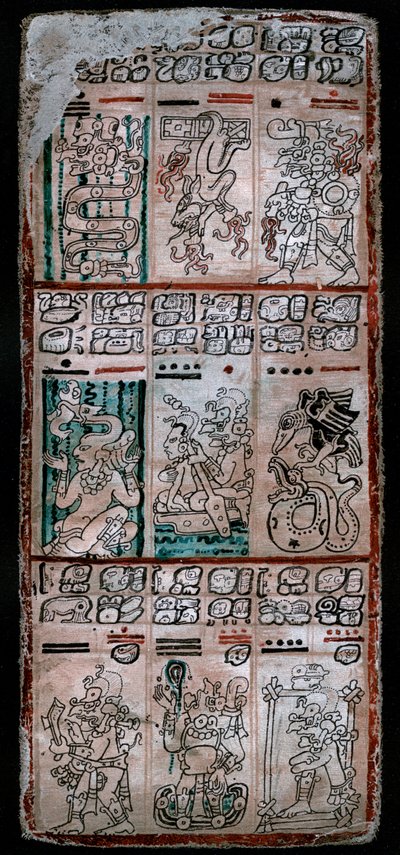 Una página del códice de Dresde, manuscrito maya, 1901 de Unbekannt