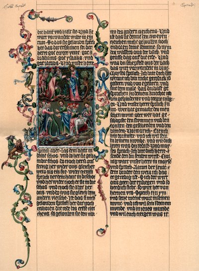 Una página de la Biblia de Wenzel, c. 1400 de Unbekannt