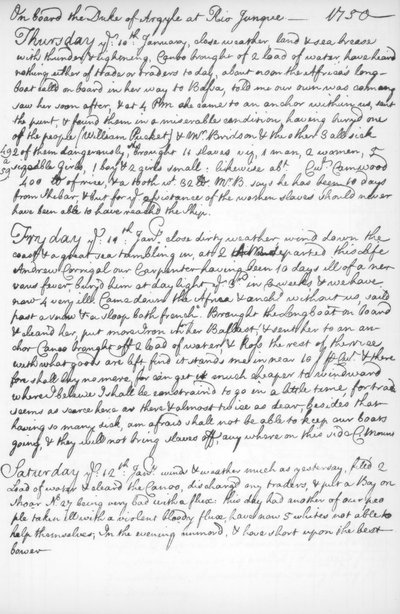 Una página del diario de John Newton, 1750-1754, 1965 de Unbekannt