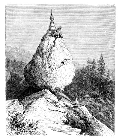 Una pagoda sobre una roca, 1895 de Unbekannt