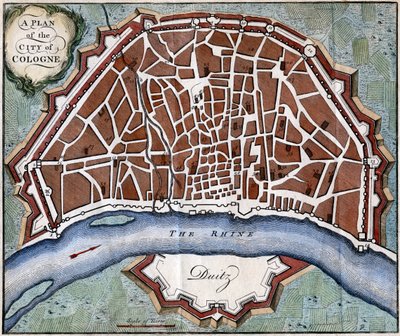 Un plano de la ciudad de Colonia de Unbekannt
