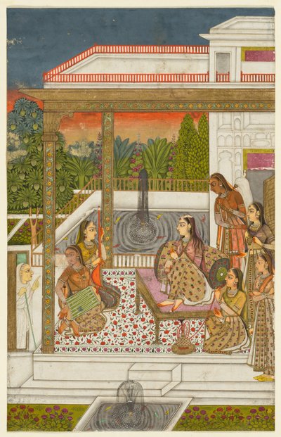 Una princesa con asistentes en una terraza, c. 1720-1730 de Unbekannt