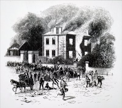 Una escena de los disturbios de Birmingham de 1791 de Unbekannt