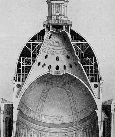 Dibujo seccional de la gran cúpula de Sir Christopher Wren de Unbekannt