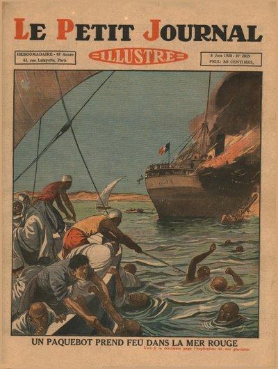 Un barco se incendia en el Mar Rojo, 1930 de Unbekannt