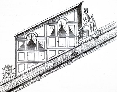 Una elevación lateral del coche en el funicular del Vesubio de Unbekannt