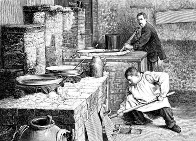 Una etapa en la separación del radio de la pechblenda usando carbonato de sodio, c. 1900 de Unbekannt