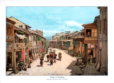 Una calle en Hong Kong, 1900 de Unbekannt