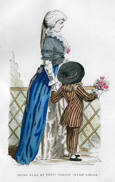 Una joven y un niño, siglo XVIII, 1882-1884 de Unbekannt
