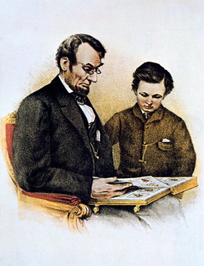 Abraham Lincoln y su hijo Tad de Unbekannt