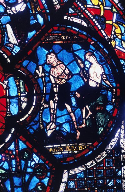 Adán y Eva, vidriera, Catedral de Chartres, Francia, 1205-1215 de Unbekannt