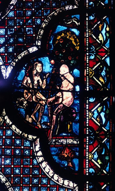 Adán y Eva, vidriera, Catedral de Chartres, Francia, 1205-1215 de Unbekannt