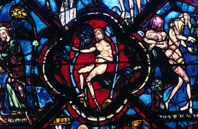 Adán en el Edén, vidriera, Catedral de Chartres, Francia, 1205-1215 de Unbekannt