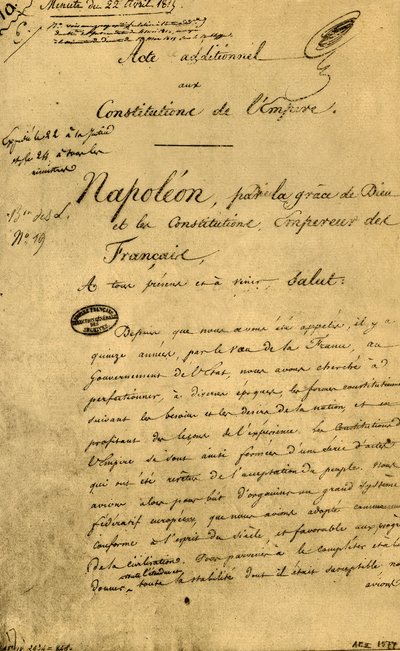 Acto adicional a las constituciones del Imperio, 22 de abril de 1815, 1921 de Unbekannt