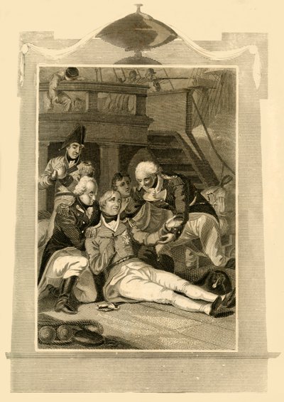 El almirante Lord Nelson mortalmente herido en el Victory en la Batalla de Trafalgar, 1805, 1816 de Unbekannt