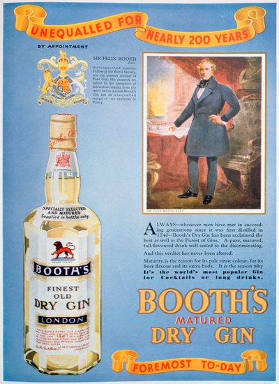 Anuncio de la ginebra Booths, 1935 de Unbekannt