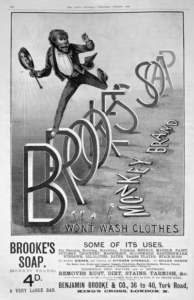 Anuncio de jabón Brookes Monkey Brand, 1889 de Unbekannt