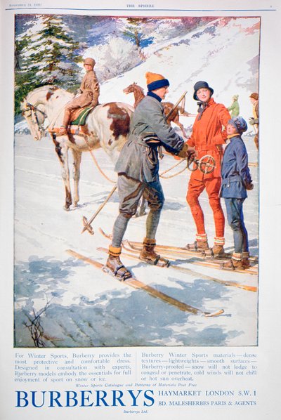 Anuncio de vestido de deportes de invierno Burberry, 1925 de Unbekannt