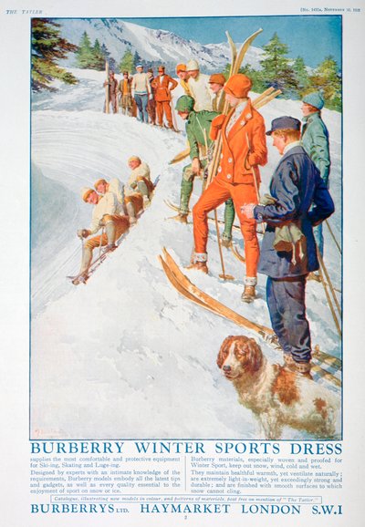 Anuncio de vestido de deportes de invierno Burberry, 1928 de Unbekannt