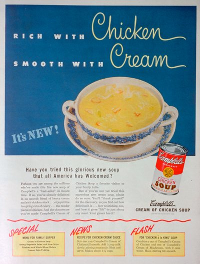 Anuncio de la sopa de crema de pollo condensada de Campbell, 1949 de Unbekannt